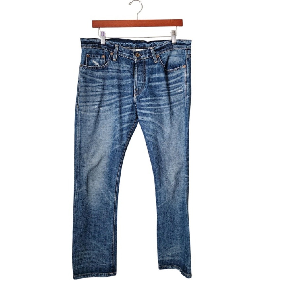 NSF Straight‎ Slouch Jeans Blue Medium Wash Distressed Relaxed Fit Size 30